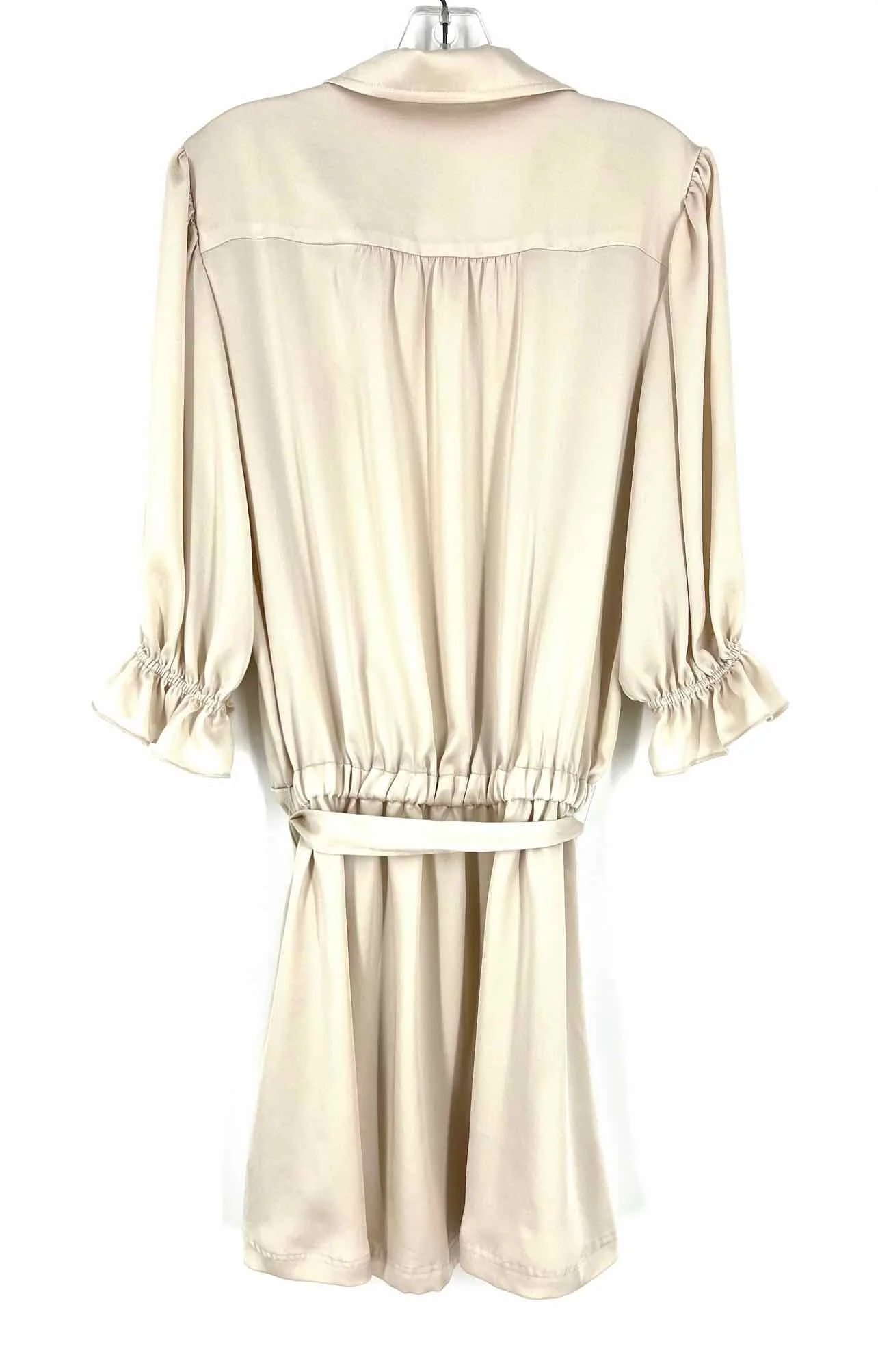 Ramy Brook Size L Champagne Button(s) Satin Belted Designer Dress - Image 2