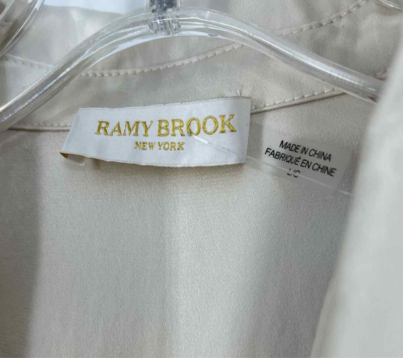 Ramy Brook Size L Champagne Button(s) Satin Belted Designer Dress - Image 3