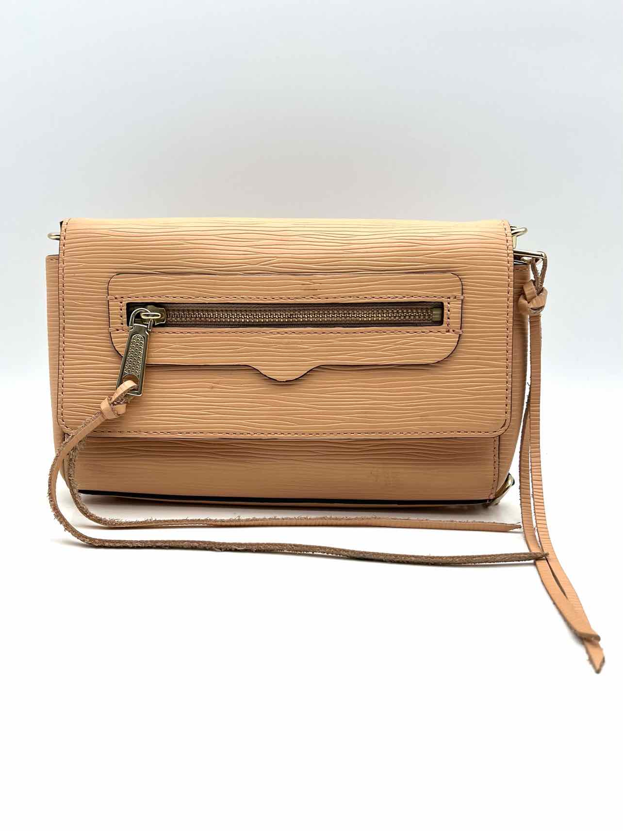 Rebecca Minkoff Peach/Gold Chain Saffiano Leather Designer Crossbody