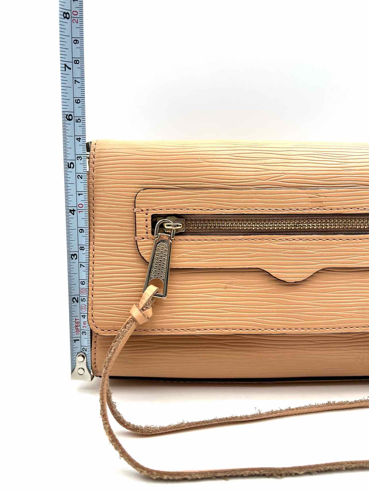 Rebecca Minkoff Peach/Gold Chain Saffiano Leather Designer Crossbody - Image 10