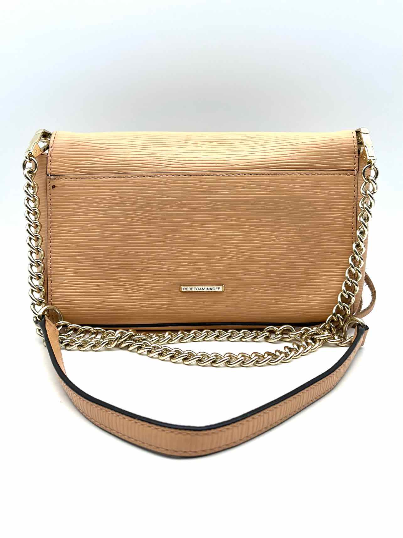Rebecca Minkoff Peach/Gold Chain Saffiano Leather Designer Crossbody - Image 3