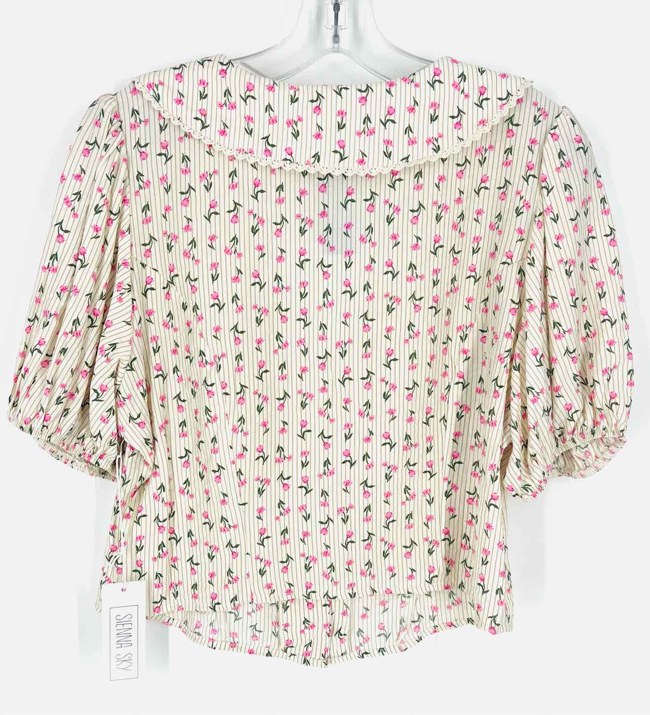 Sienna Sky Size XL Crm/Gr/Pk Peter Pan Collar Floral NEW Tops Blouse - Image 2