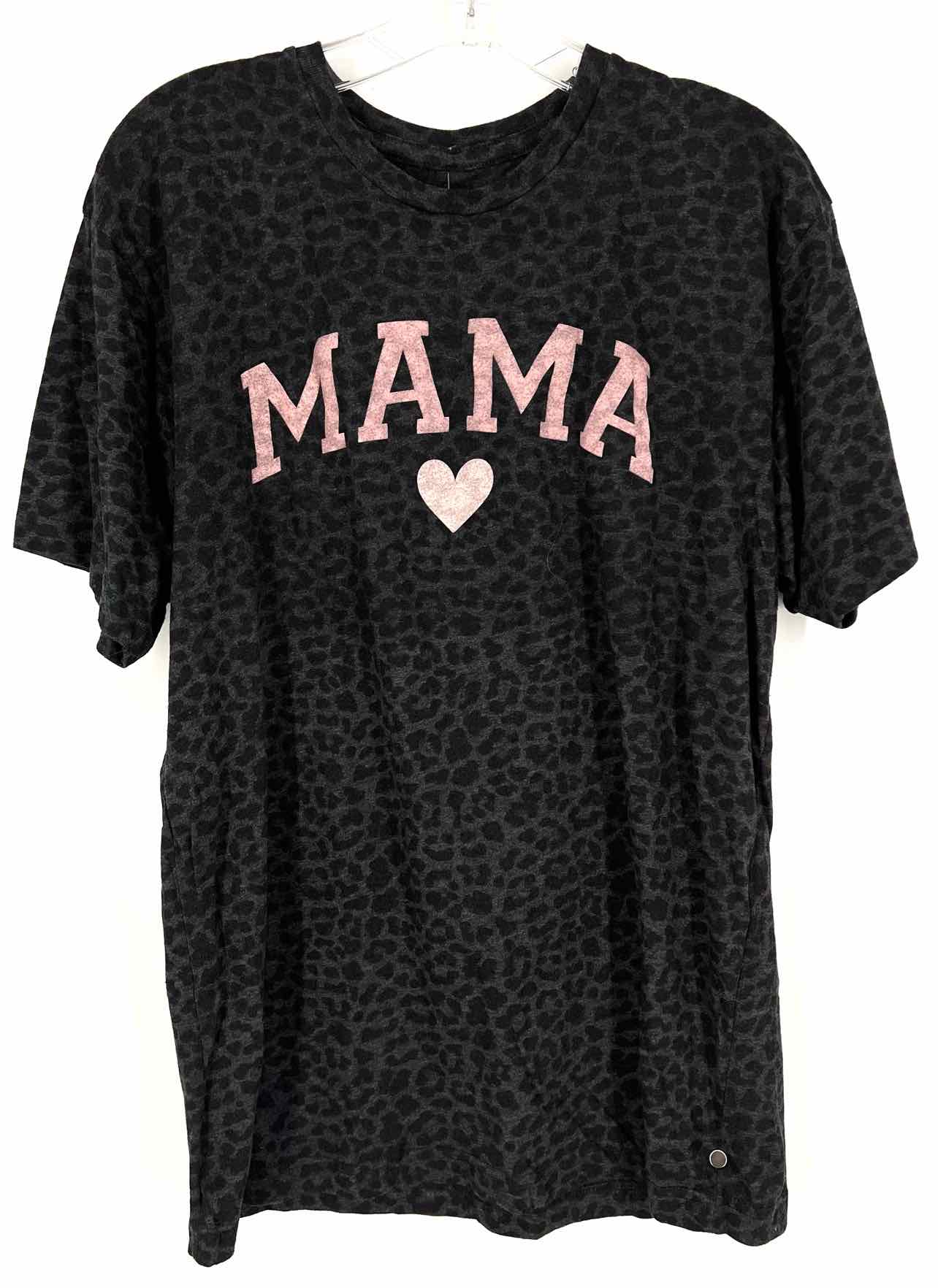 Size M ? Dk Gry/Bk/Pk Screen Print Animal Print Tops Top-Short Sleeve