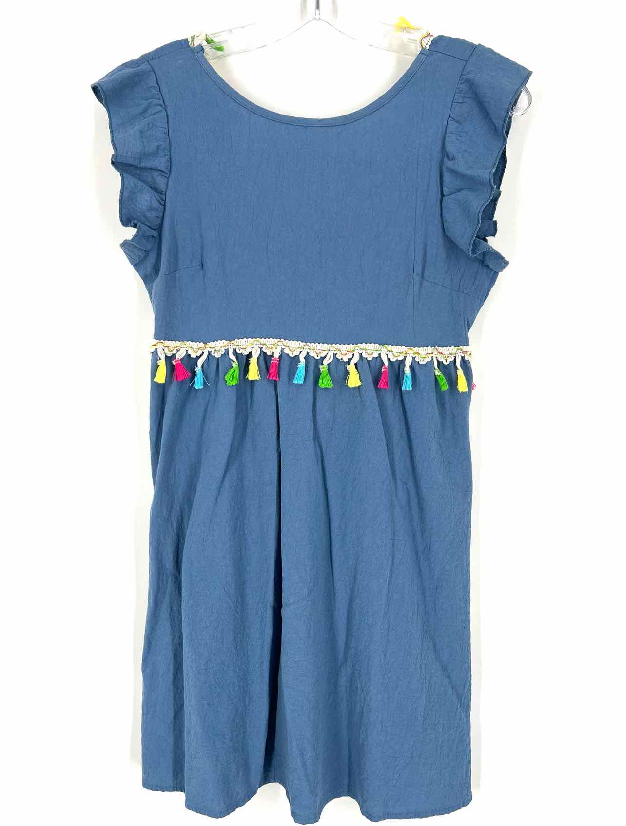 Size S Blue/Multi Tassels Dresses Dress