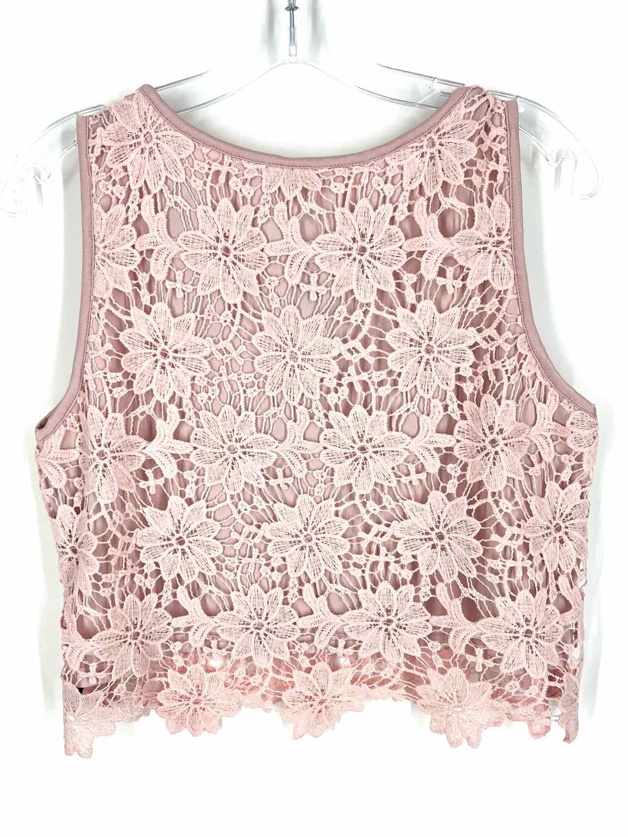 Size S Pink Floral Crochet Tops Top-Sleeveless - Image 2