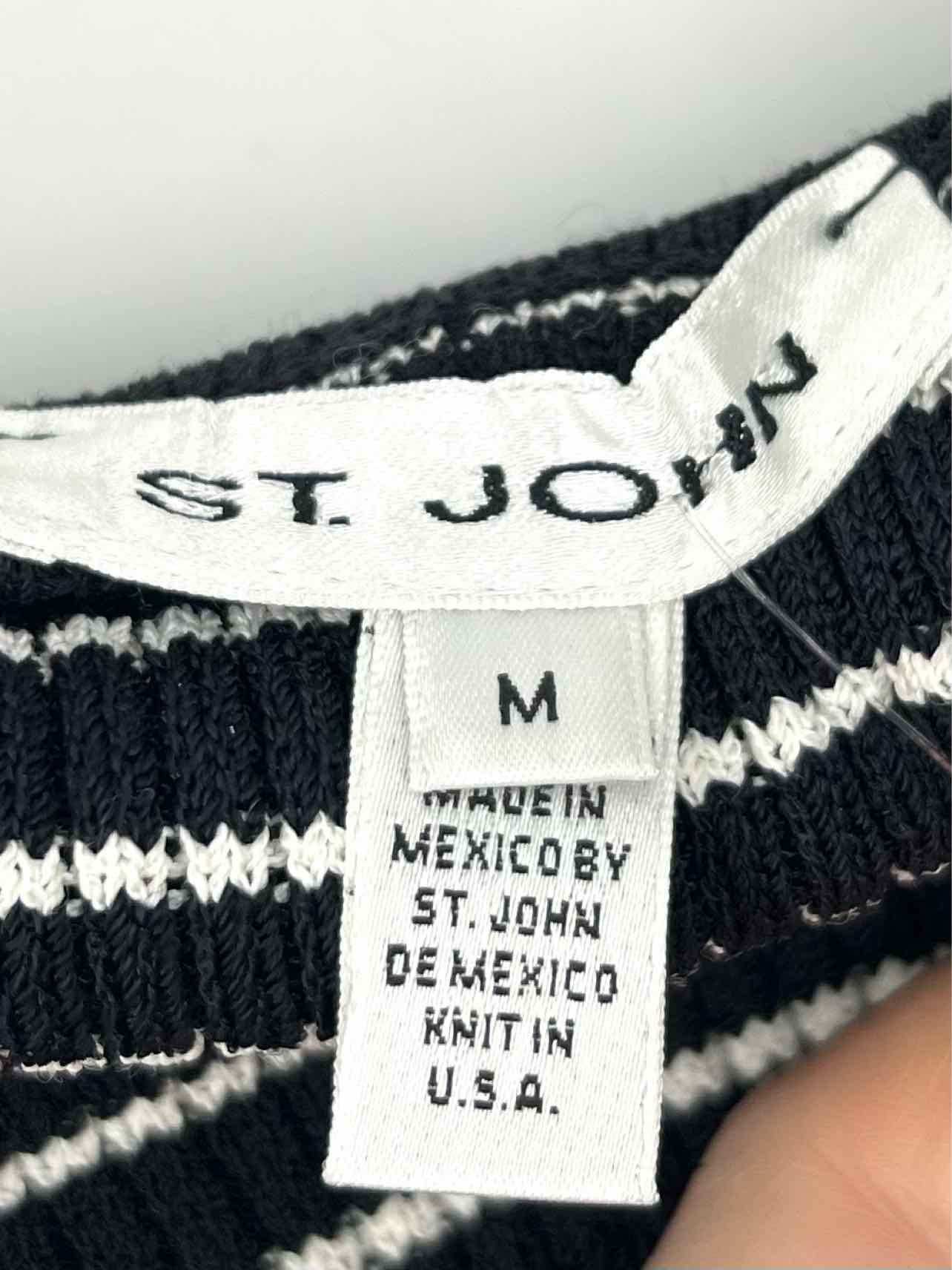 St. John Size M Navy/White Stripe Wool/Rayon Designer Top-Short Sleeve - Image 3