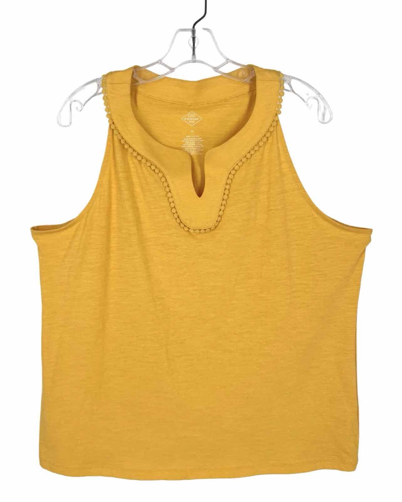 St Johns Bay Size XL Goldenrod V-Neck Crochet Trim Tops Top-Sleeveless