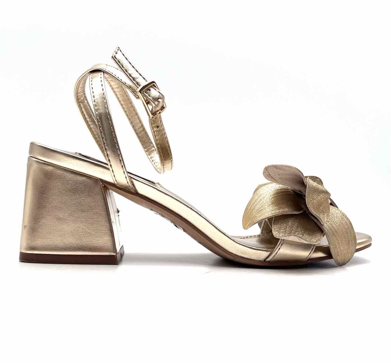 Steve Madden Size 6 Gold Floral Metallic Shoes Sandals Heels - Image 3