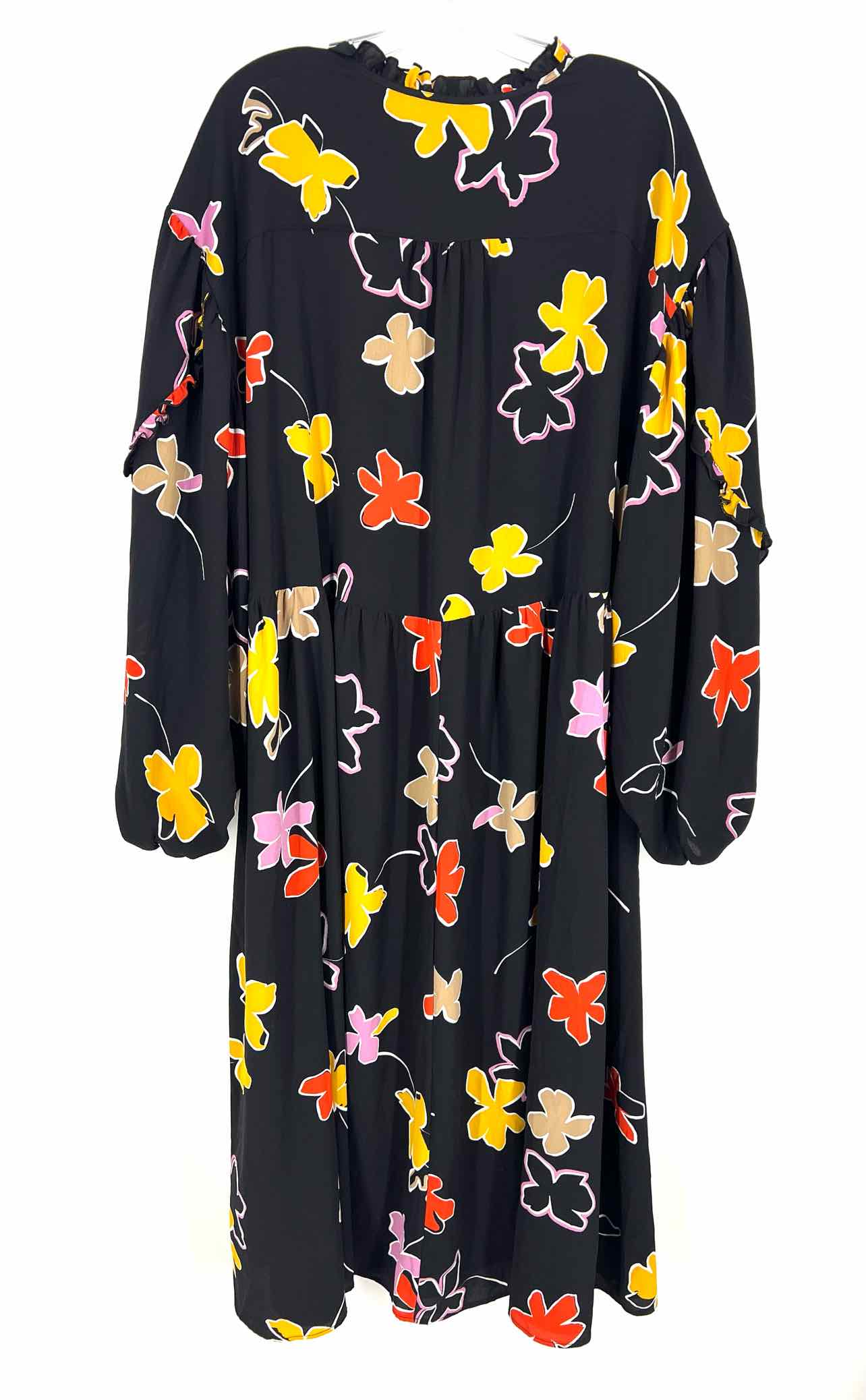 Ted Baker Size 12 Black/Multi Floral Tie Front Designer Dress Maxi-Plus - Image 2