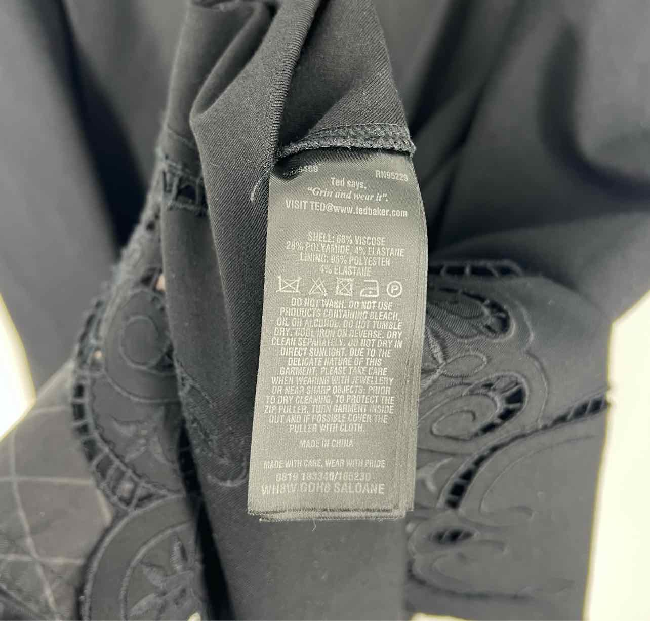 Ted Baker Size 6/8 Black Openwork Embroidered Designer Dress - Image 4