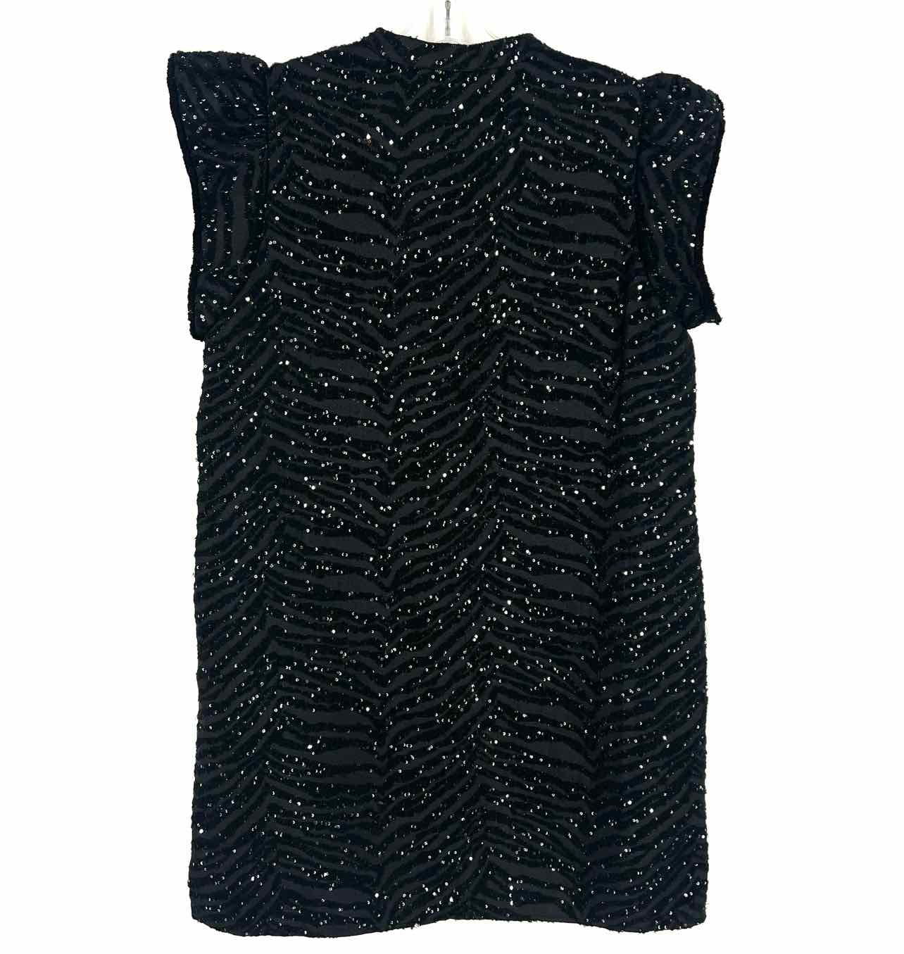 THML Size M Black/Silver Zebra Sequin Dresses Dress - Image 2