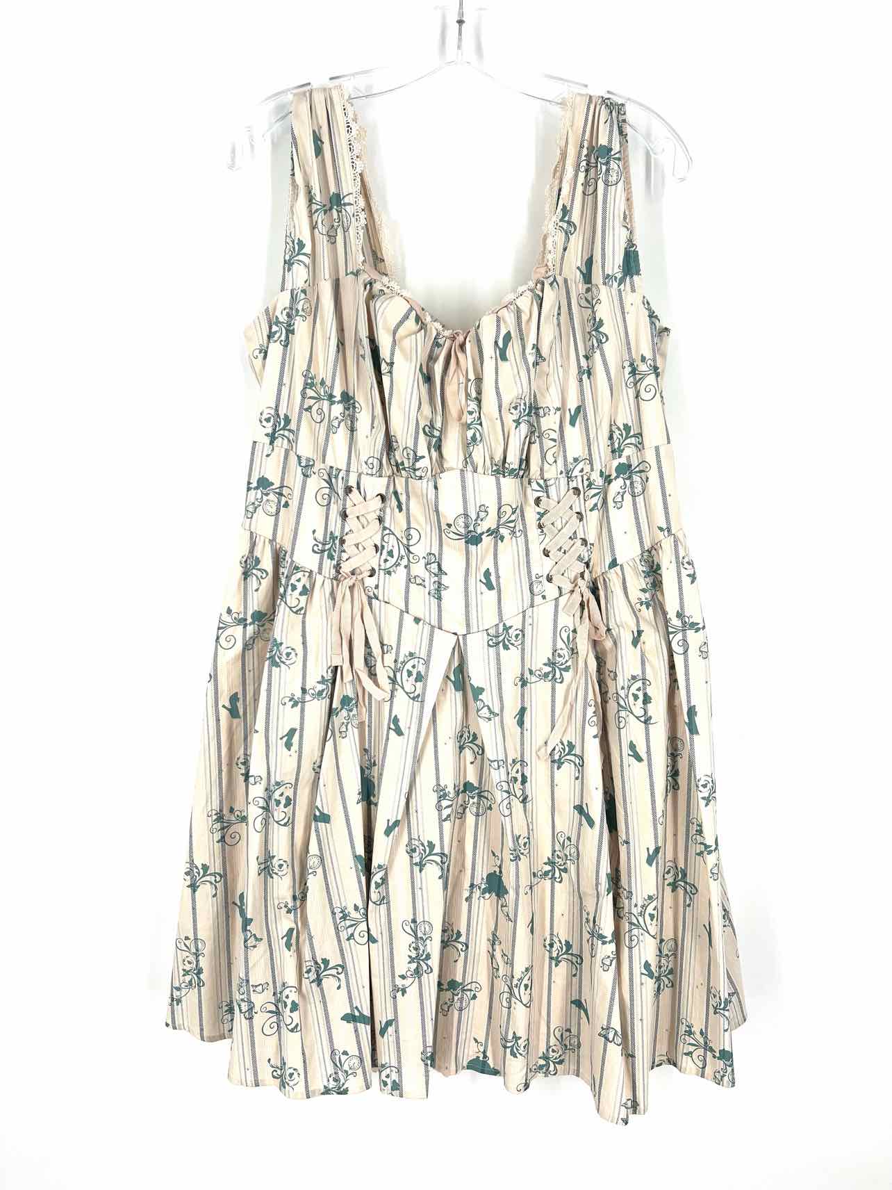 Torrid Size 16 Crm/Bl/Gr Stripe Scroll NEW Dresses Dress