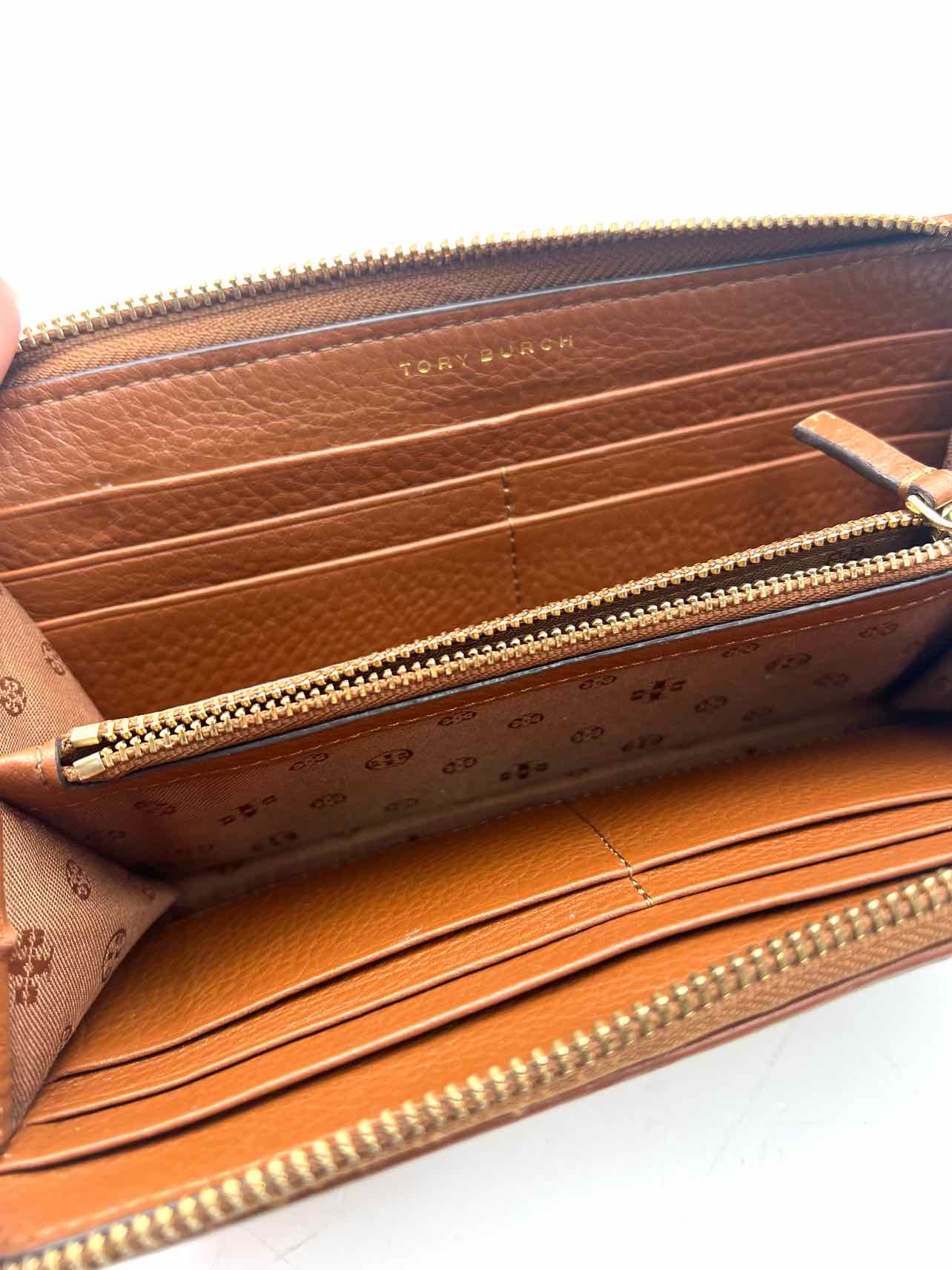 Tory Burch Brown Pebbled Leather Designer Wallet - Image 4