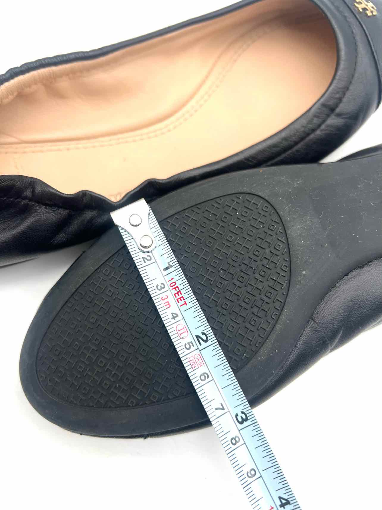 Tory Burch Size 5 Black/Gold Embellished Leather Designer Flats - Image 10