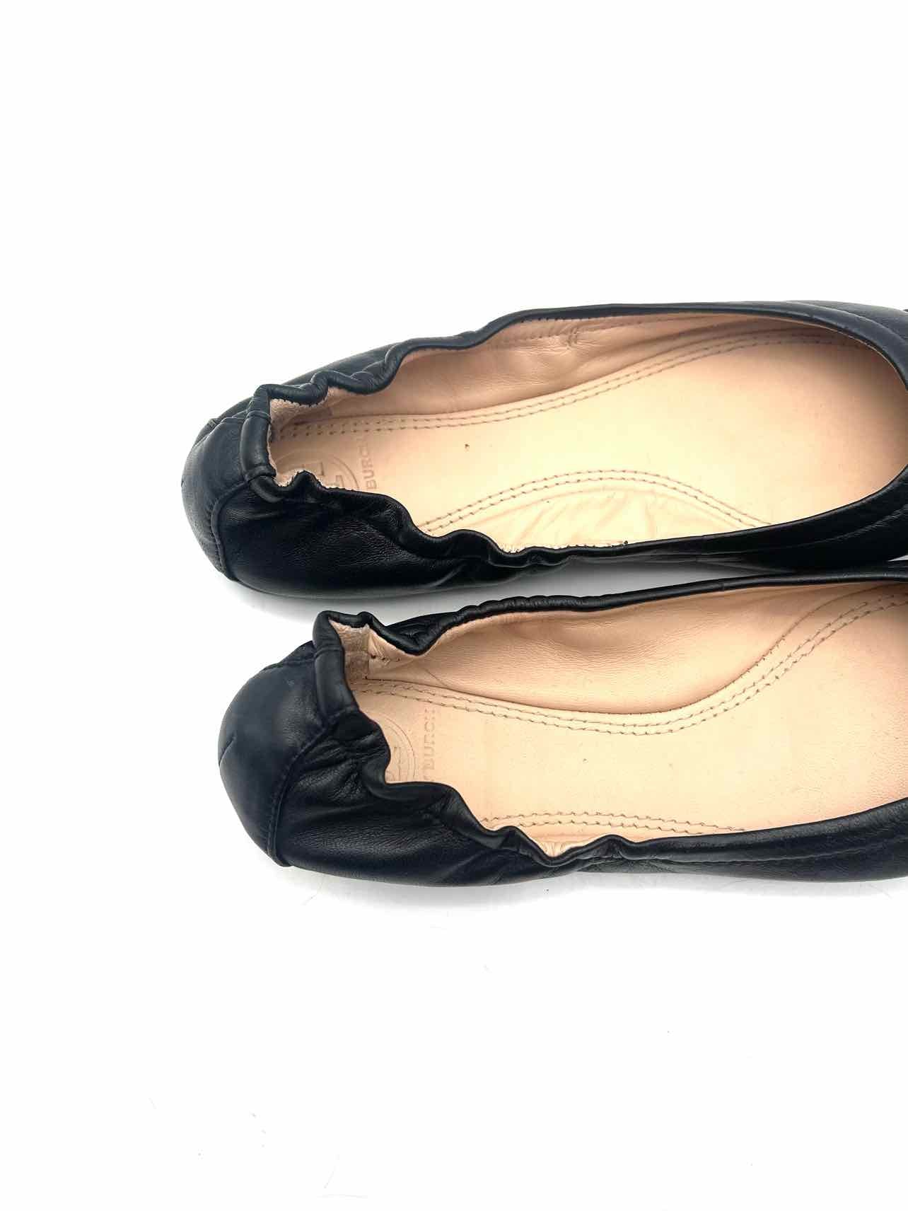 Tory Burch Size 5 Black/Gold Embellished Leather Designer Flats - Image 5