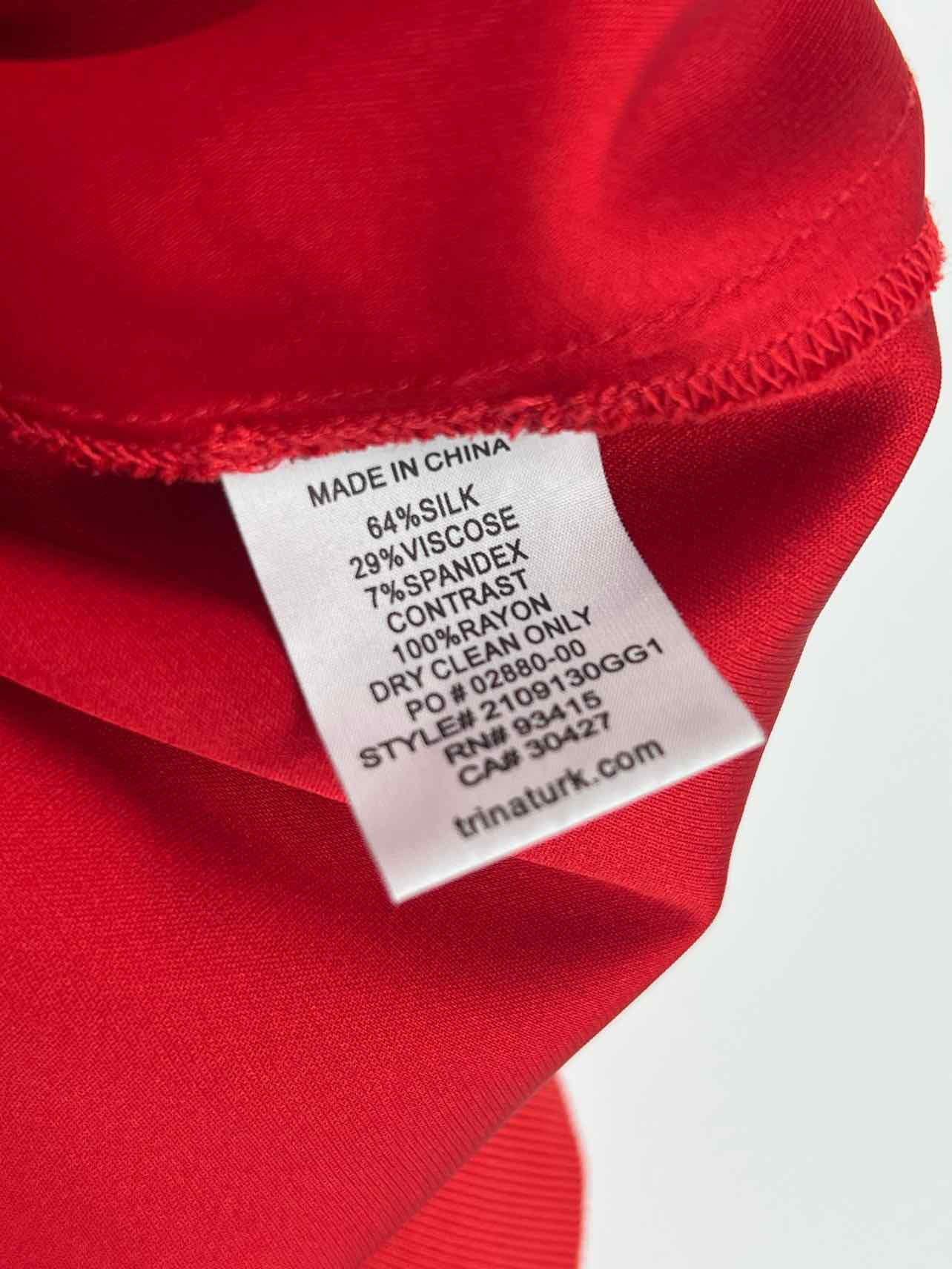 Trina Turk Size L ? Red Faux Wrap Balloon Sleeve Designer Top-Long Sleeve - Image 2