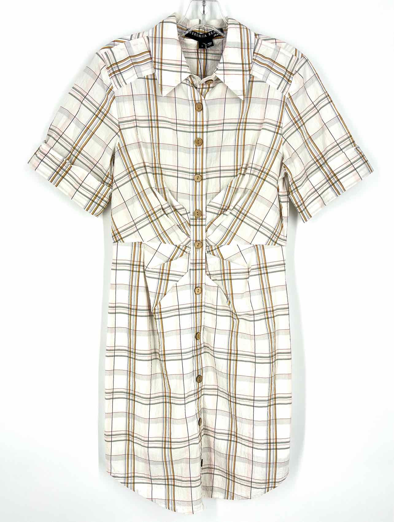 Veronica Beard Size S White/Tan Plaid Button-down NEW Designer Dress