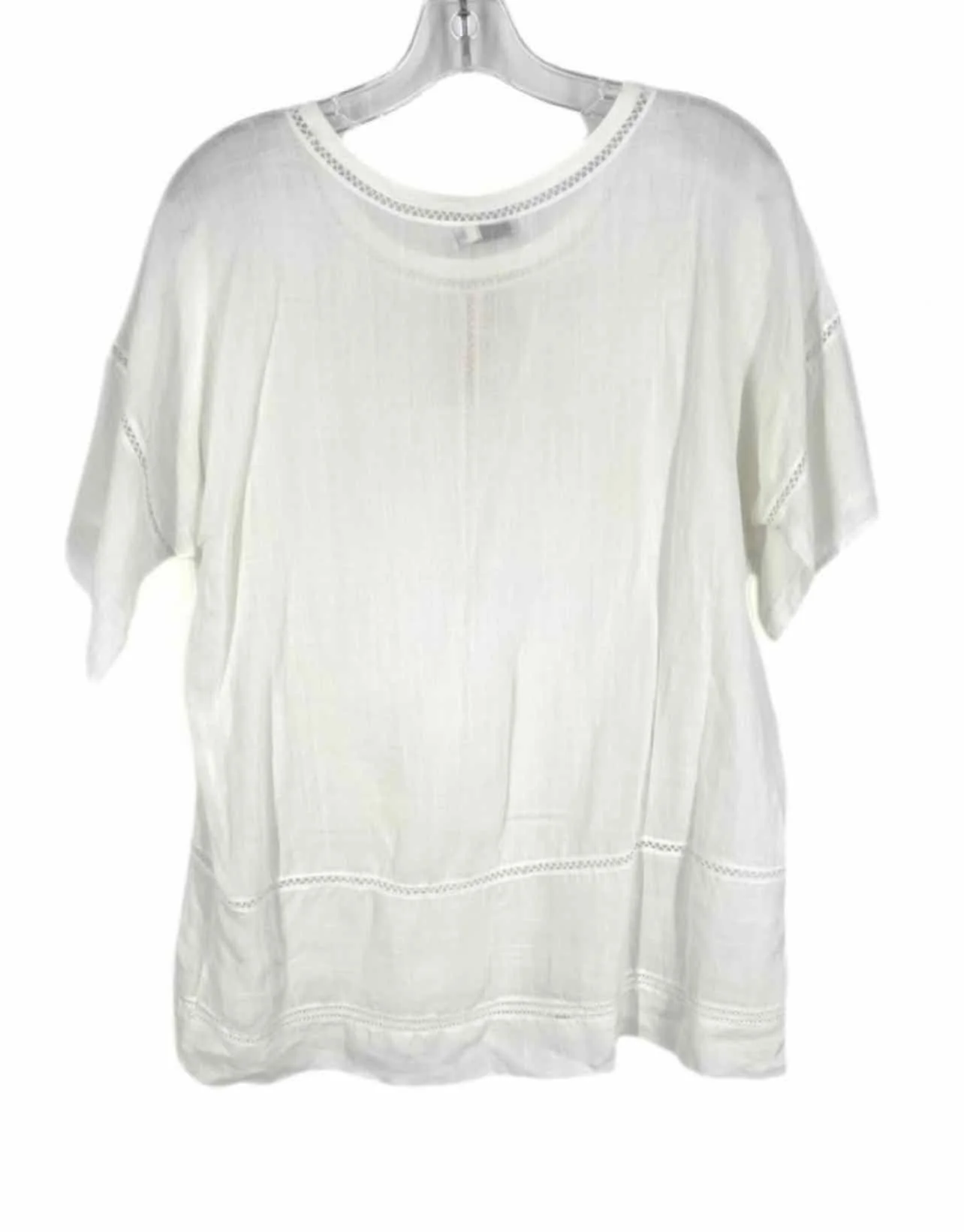Vince Size S White Pintucked Crochet Trim Designer Tunic - Image 2
