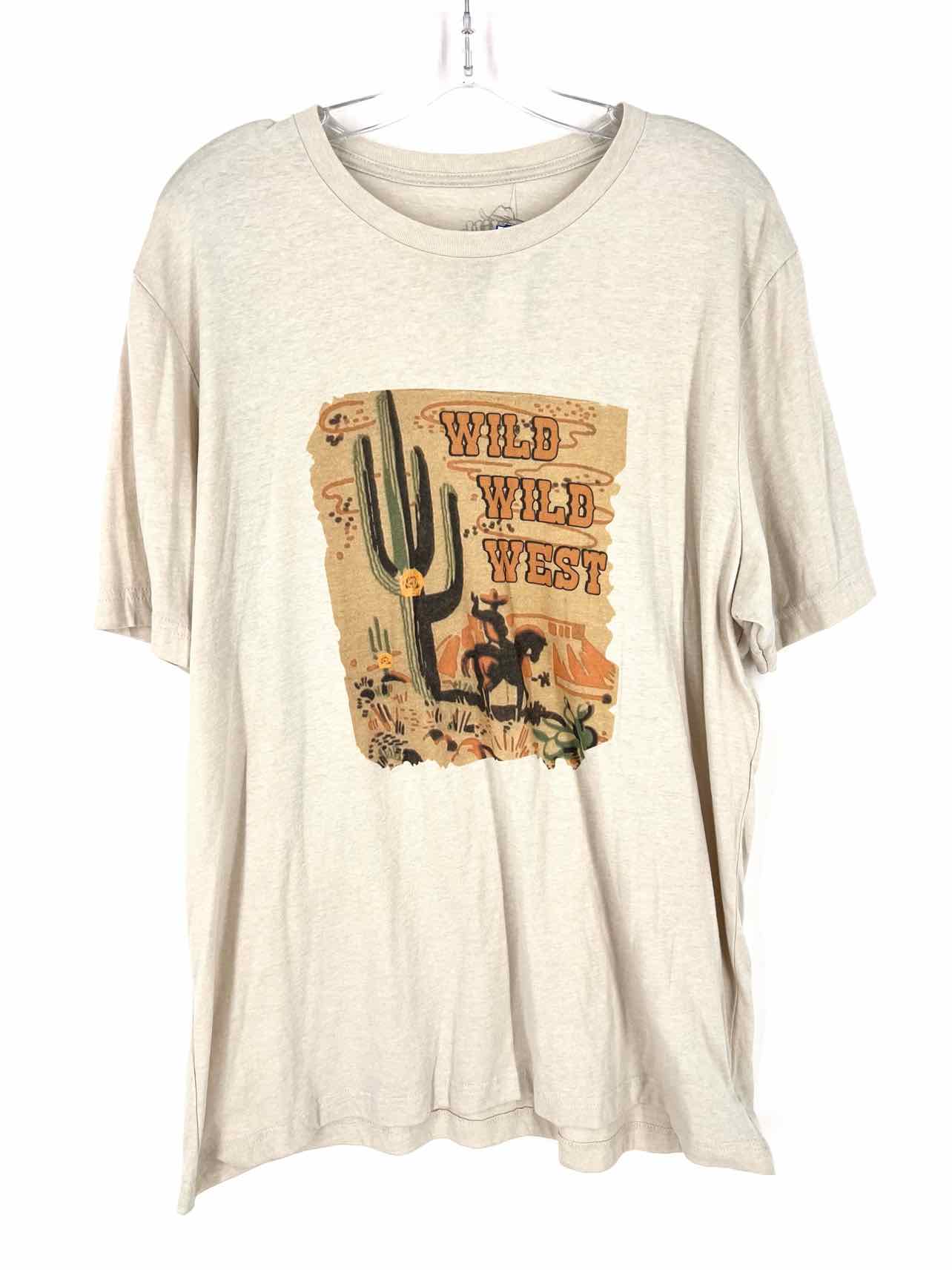 Wild Junkie Size XXL Beige/Multi Screen Print PLUS Top-Short Sleeve-Plus