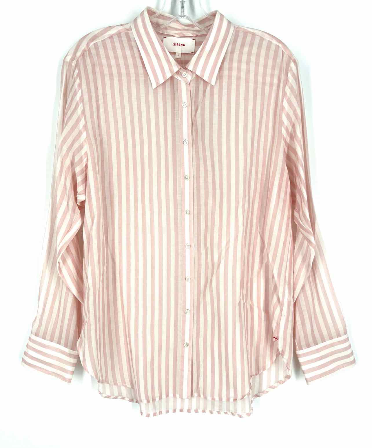 Xirena Size S Pink/White Stripe Cotton/Silk Designer Blouse