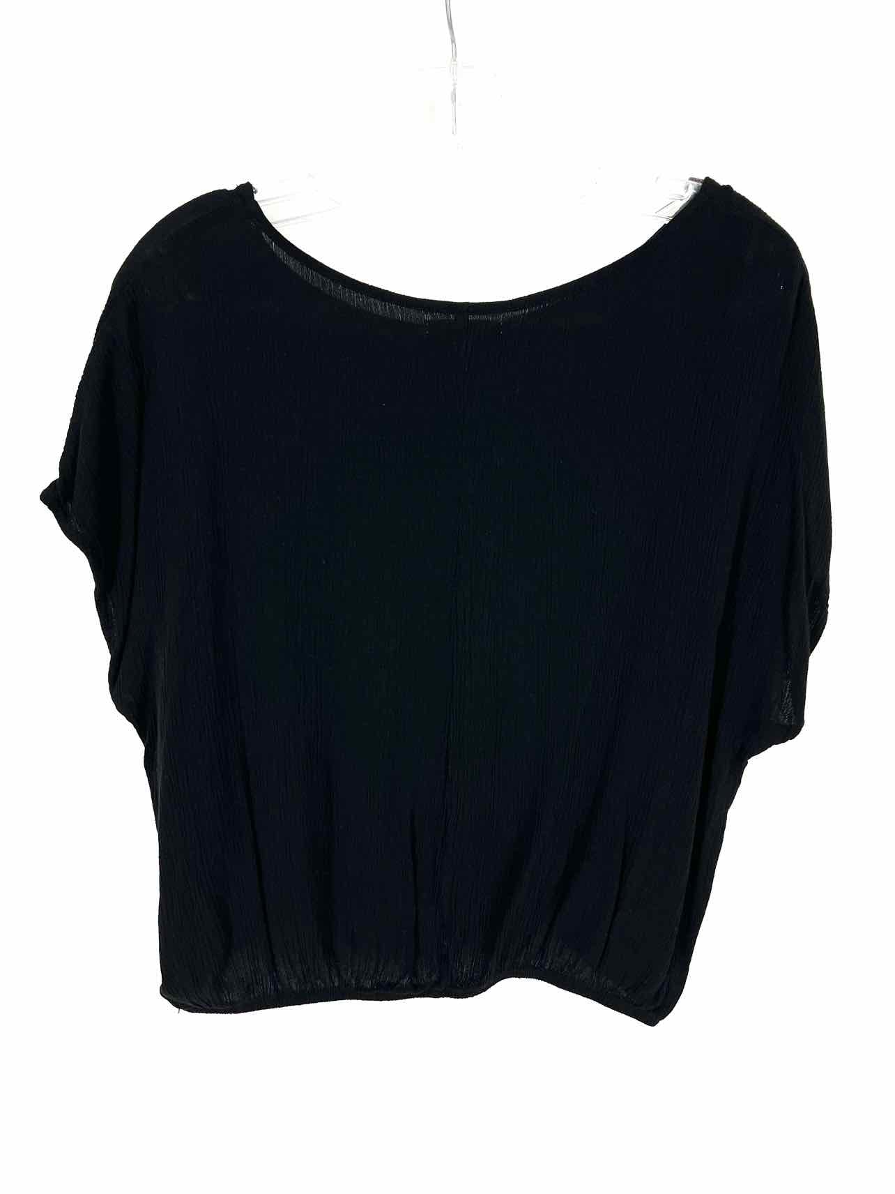 Z Supply Size L Black Solid Crepe Tops Top-Short Sleeve - Image 2