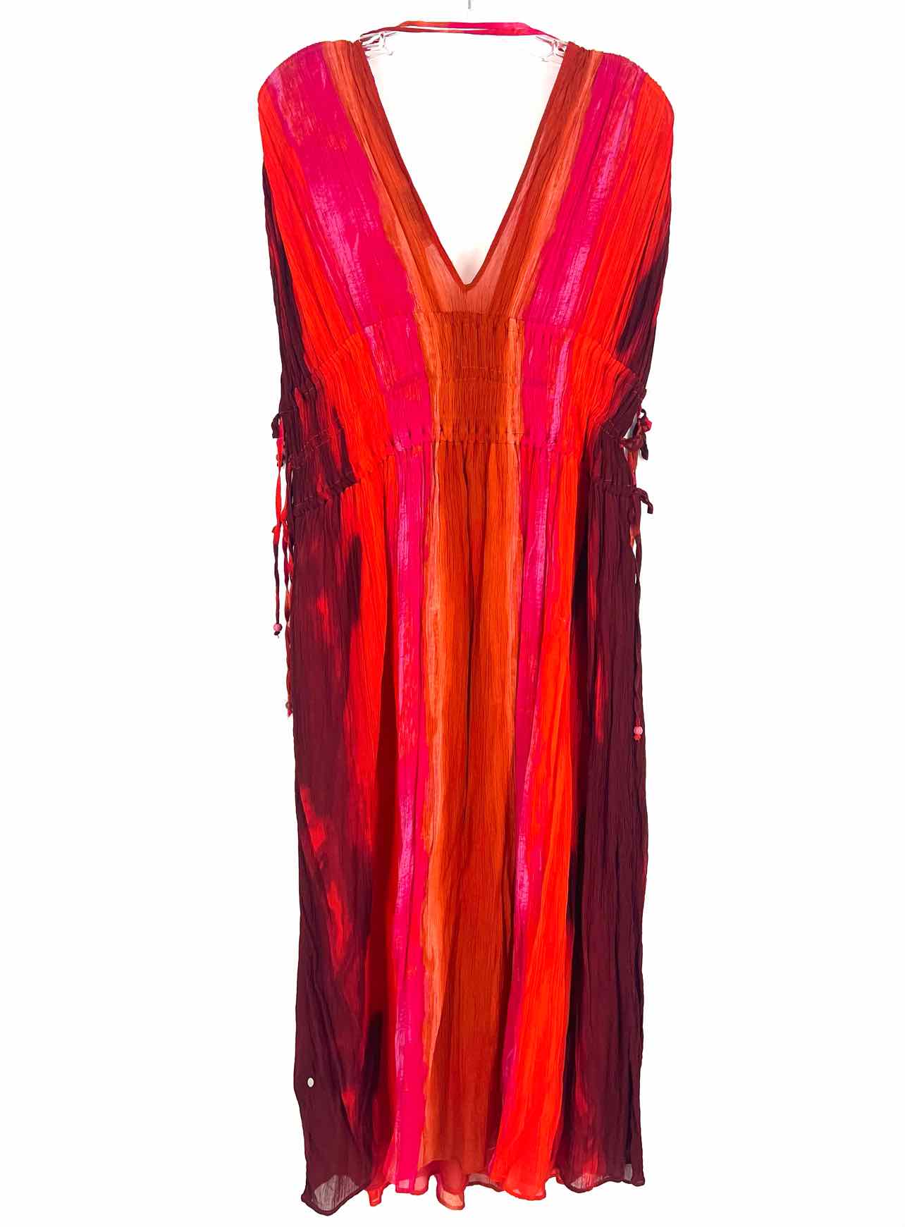 Zara Size M Orange/Multi Drawstring Gradient Dresses Dress Maxi - Image 2